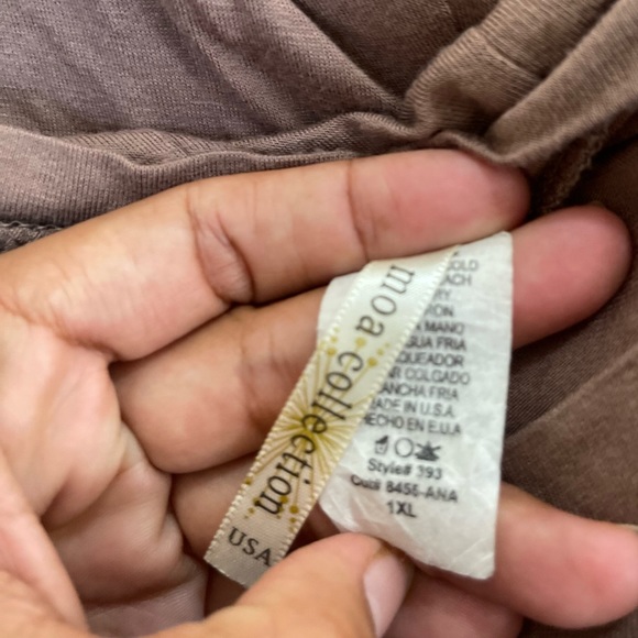 MOA Collection Plus Size 3/4 Sleeves A-Line Swing Trapeze Midi Dress Taupe Mocha - Picture 8 of 13